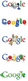 Various versions of the Google logo