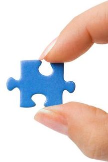 Holding puzzle piece - right side